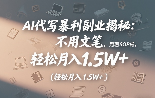 AI代写暴利副业揭秘：不用文笔，照着SOP做，轻松月入1.5W+