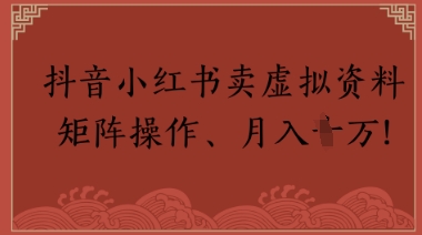 抖音小红书卖虚拟教辅、公务员资料，矩阵操作，月入1W+