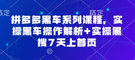 拼多多黑车系列课程，实操黑车操作解析+实操黑搜7天上首页【音频】