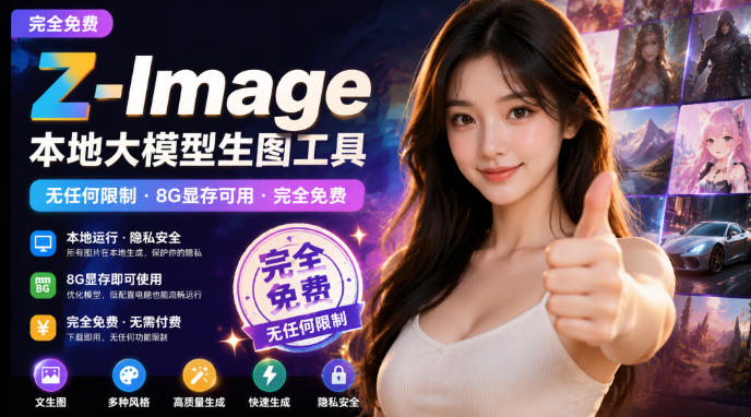 Z-Image本地大模型生图工具，无任何限制·8G显存可用·完全免费