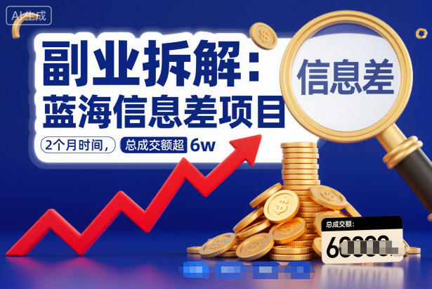 副业拆解：蓝海信息差项目，2个月时间，总成交额超6w